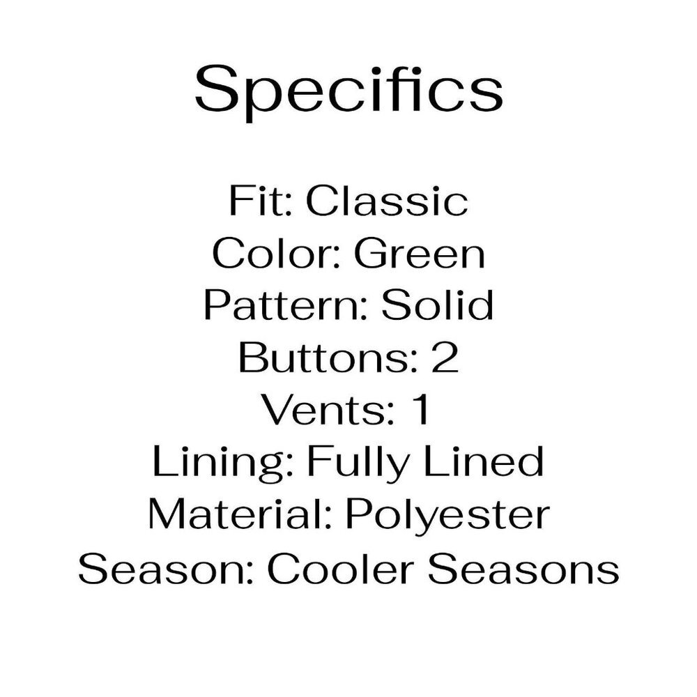 Ralph Lauren 44R Green Solid 2-Button Sport Coat Blazer Jacket V987 - Picture 4 of 11